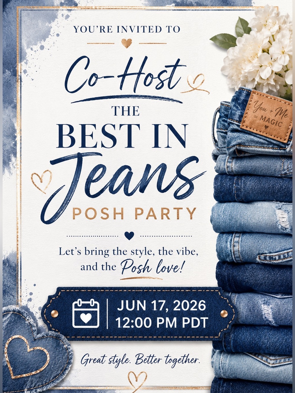Join me at the "Best in Jeans Posh Party" on Jun 17, 2026 at 12:00 PM PDT.